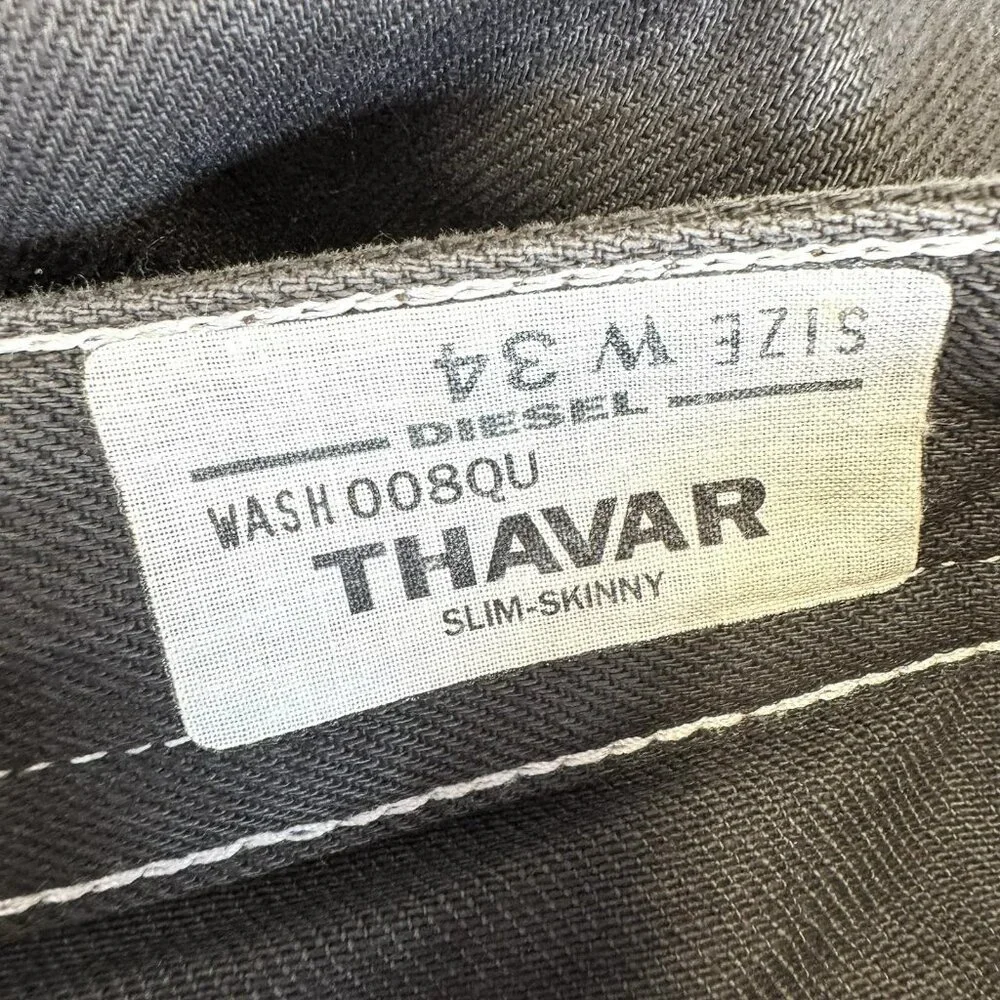 Diesel Jeans Thavar Slim Skinny Mens Size 34x34 Gray Denim 100% Cotton